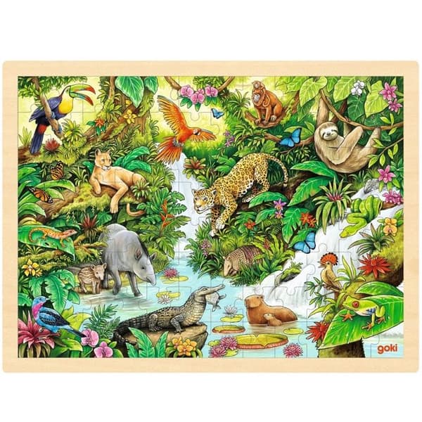 Puzzle - GOKI - Puzzle I junglen - 96 brikker - Træ - Blandet - 6 til 12 år