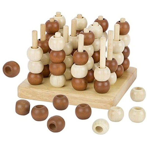 Strategispel - GOKI - 3D trä TicTacToe - För barn - Blandat - Brun