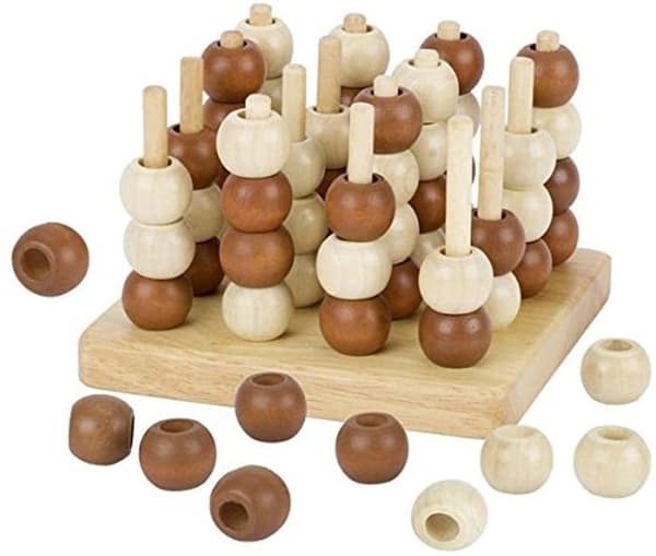 Strategispil - GOKI - TicTacToe 3D i træ - Til børn - Unisex - Brun