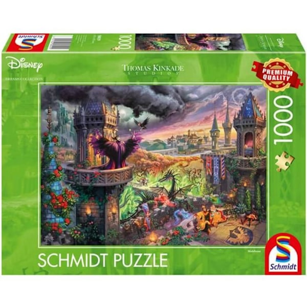 Pussel 1000 bitar: Thomas Kinkade: Maleficent, Disney Enfärgad