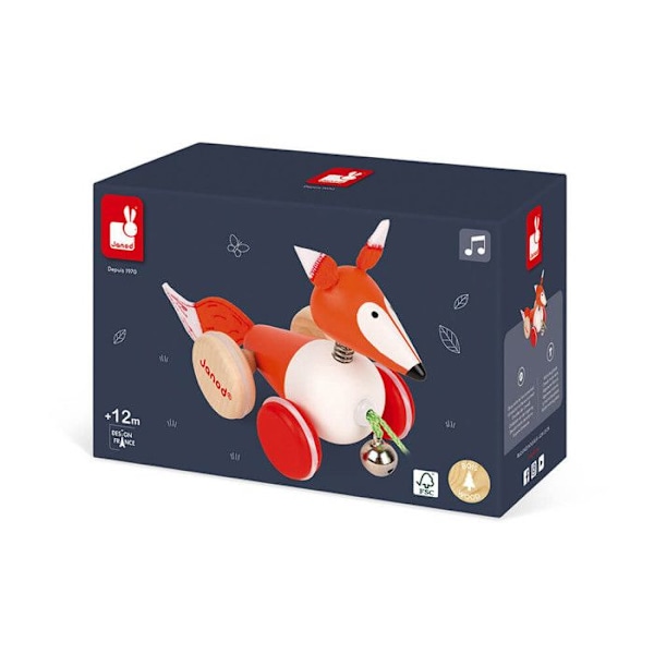 Zigolos Fox Walking Toy - JANOD - Trä - Från 12 månader Flerfärgad
