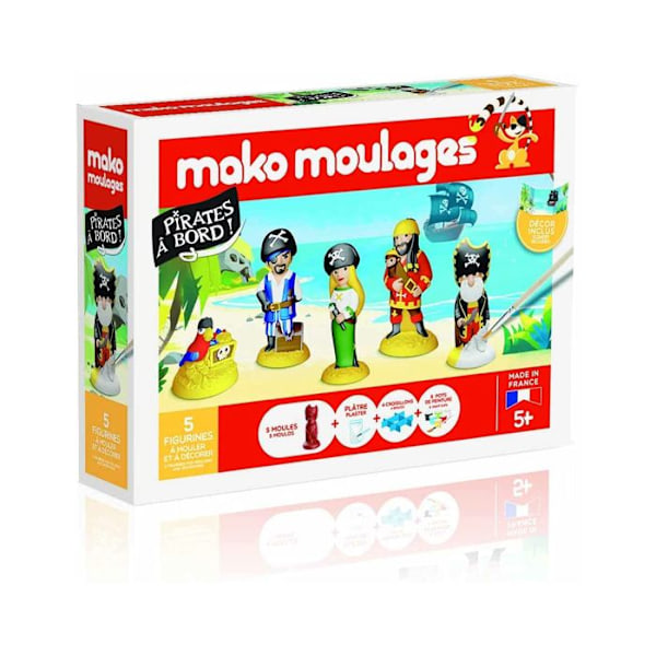 Mako Moulages - Merirosvoja laivalla 5 Muottia lapsille - Luovat harrastuspakkaus, jossa on kipsi ja maali