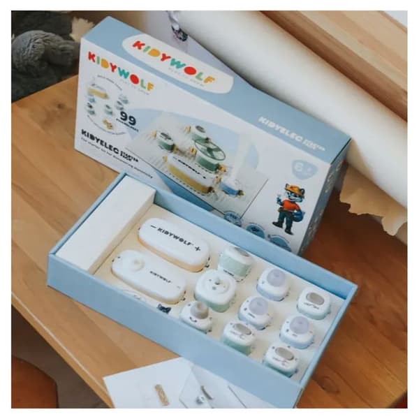 KIDYWOLF KIDYELEC STARTER – Uddannelsessæt i Elektricitet til Børn med 11 Dele & 99 Samlinger - 6+