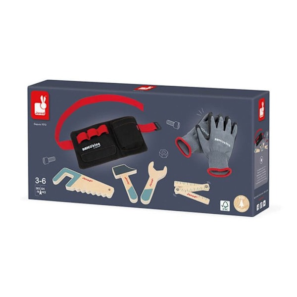 Verktygsbälte med handskar Brico'Kids - Trä DIY imitationsleksak - från 3 år gammal Flerfärgad