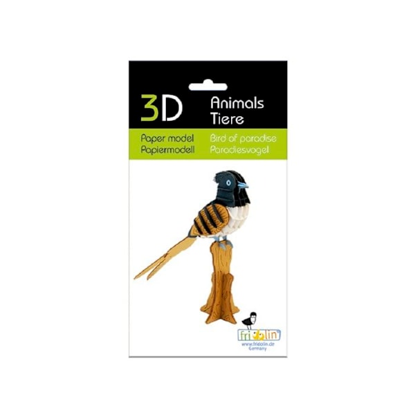 Pappersmodell 3D - Fridolin - Paradisfågel - 13x12x4 cm - Att montera själv - Från 8 år kastanj