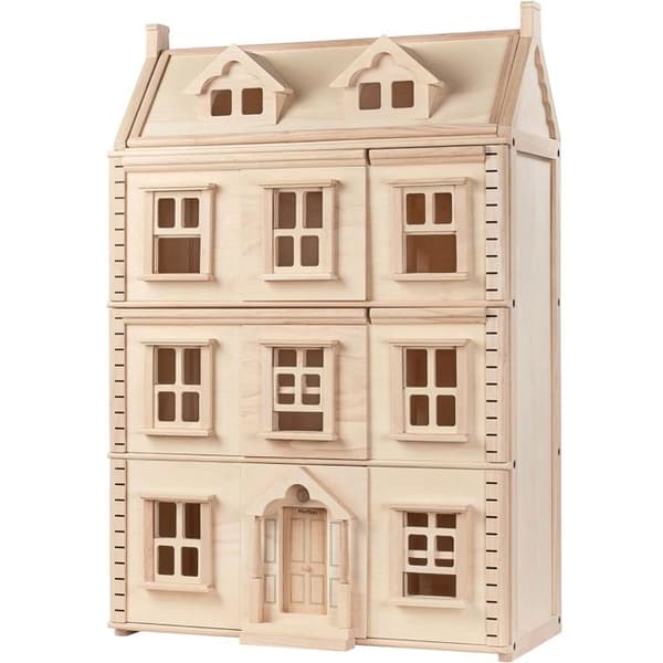 Dukkehus - PLAN TOYS - Reference PT7167 - Viktoriansk 4 niveauer - Genanvendt gummitræ - Skydedøre beige