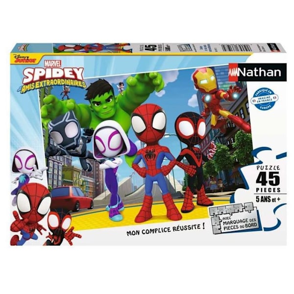 Puzzle Spidey ja hänen ystävänsä 45 palasta - Sarjakuvat ja animaatiot - NATHAN - Alkaen 5-vuotiaista Flerfärgad