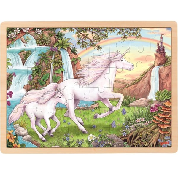 Unicorn träpussel 48 bitar Goki Beige