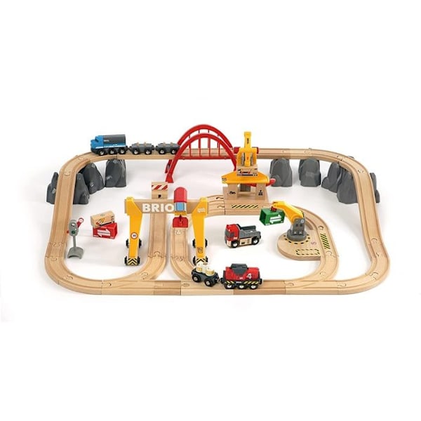 BRIO puinen junarata - Nosturit ja kuormitukset - Täydellinen setti 54 osaa - Ravensburger - Sopii yli 3-vuotiaille Beige