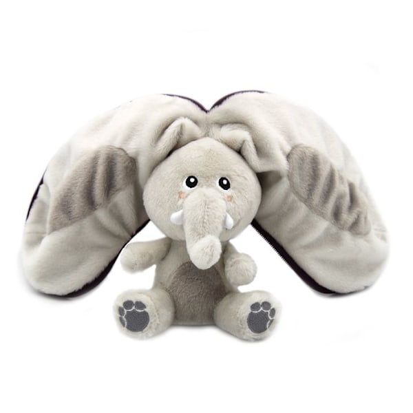 Plyschleksak - Les Déglingos - Flipetz Elephant Aubergine - 2 i 1 - Tvättbar - 13x10x24 cm Lila