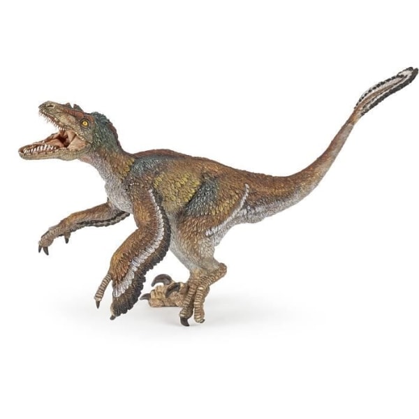Fjädrad Velociraptor Statyett - PAPO - DINOSAURER - För barn - Brun