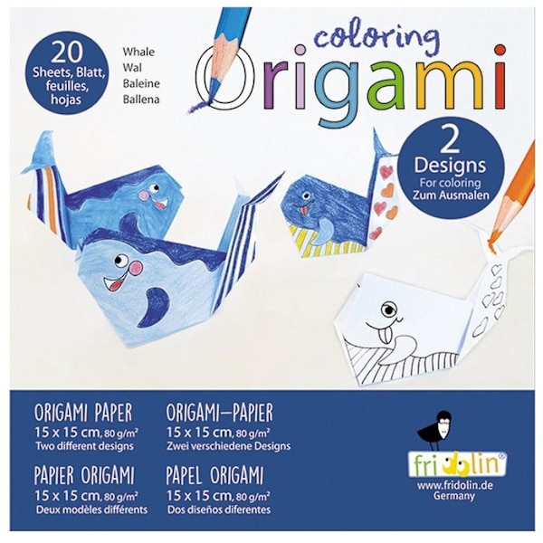 Kit Origami - Fridolin - Val - 20 Ark - 15x15 cm - Att färglägga för barn Blå