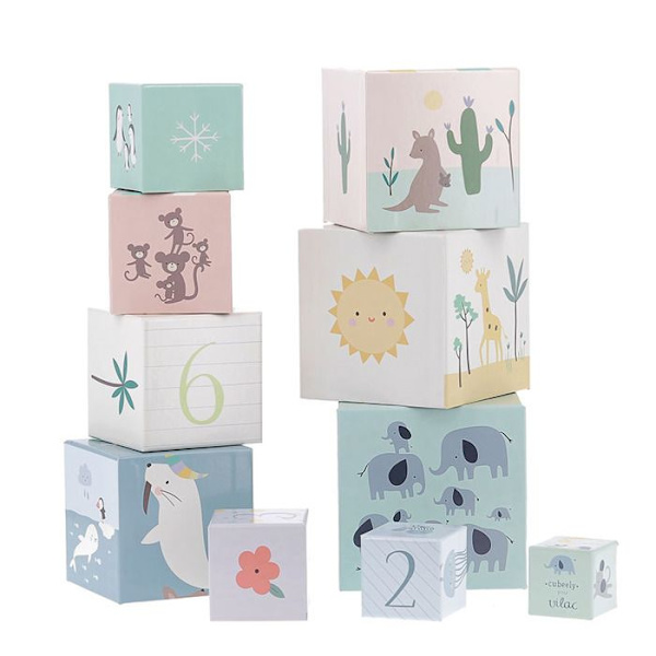 Cubikuber - Vilac - 7104 - Djur från hela världen - 10 kuber - 87 cm hög Beige