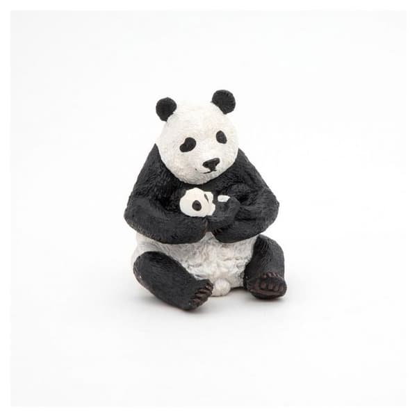 Panda sidder med sin baby - PAPO - 50196 Svartvitt