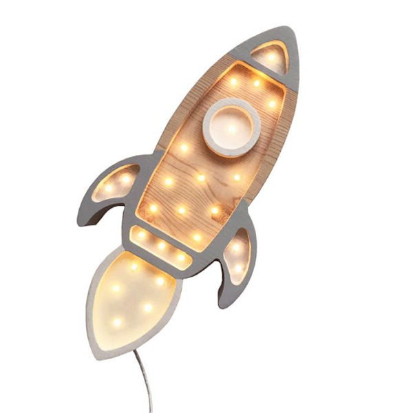 Little Lights - Ljusgrå Rocket Night Light Lamp Grå
