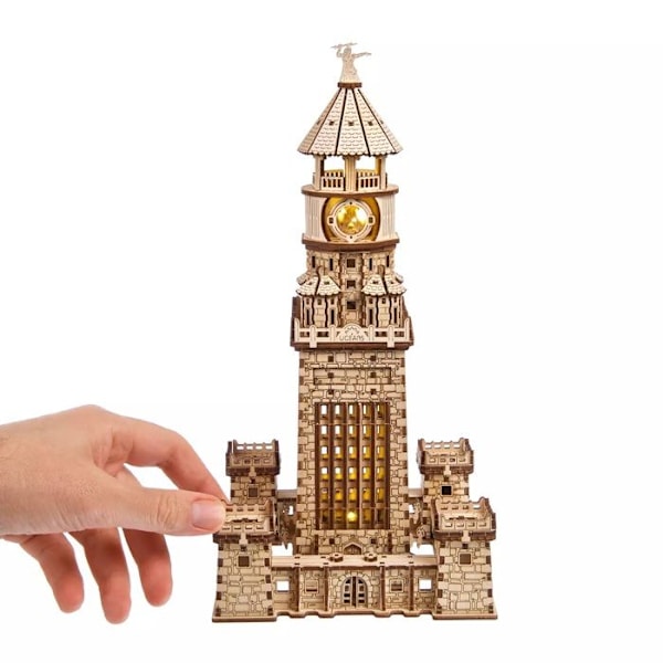 3D-palapeli 340 osaa Ugears Aleksandrian majakka valolla Puu Beige