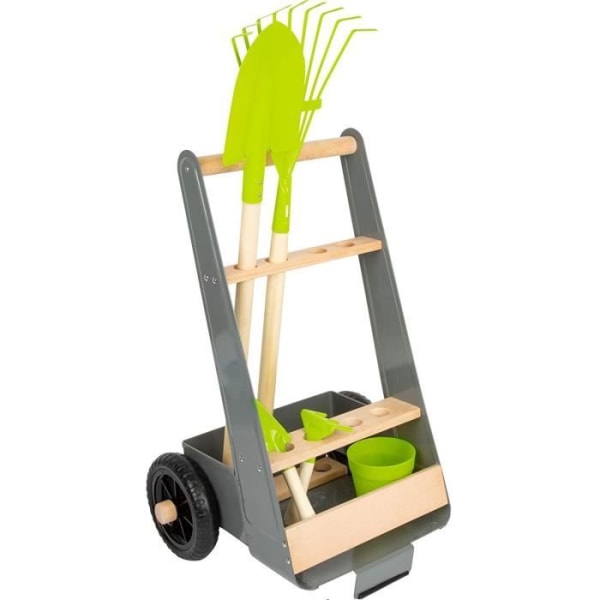 Vagn med trädgårdsredskap - SMÅFOT - LEGLER - För barn - Grå och grön