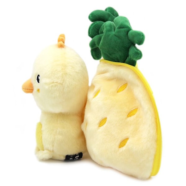 Plyschleksak - Les Déglingos - Flipetz Pineapple Chick - 2 i 1 - Tvättbar - 14x10x24 cm Gul