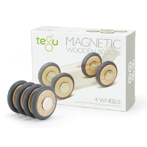 Tegu - 4 kpl magneettisia puupyöriä Tegu Svart