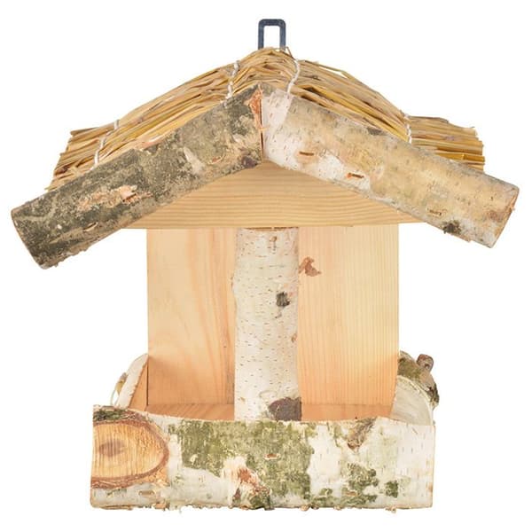 Fågelmatare - Esschert Design - Björkträ - Halmtak - Utomhus Beige