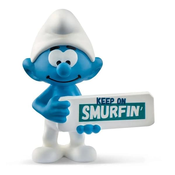 Smurfefigurine med sit Smurf-panel Enfärgad