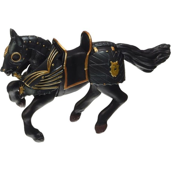 Leksak - PAPO - Riddarhäst i svart rustning - 13 cm x 10 cm - Flerfärgad Flerfärgad
