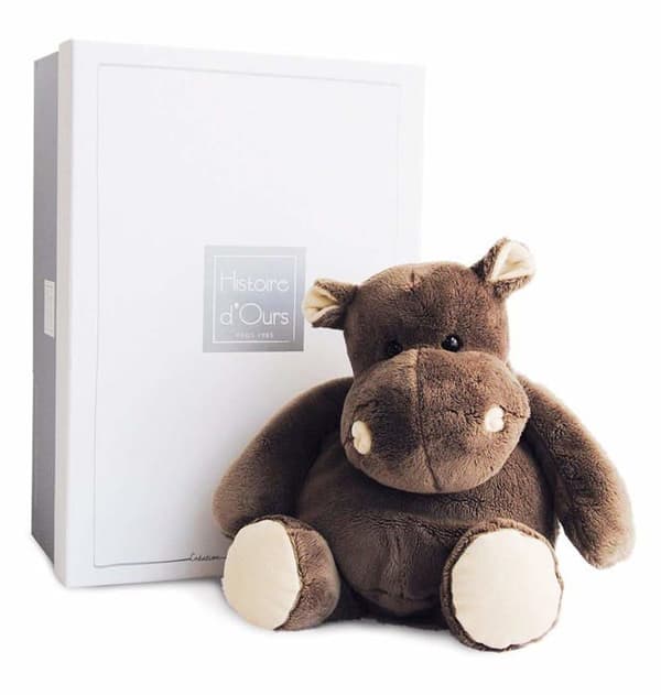 Plyslegetøj HISTOIRE D'OURS Hippo Sidende Stort Model 38 cm - Grå - 100% polyester Grå