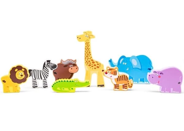 Nye Klassiske Legetøj - Træfigurer Safari Dyr Beige