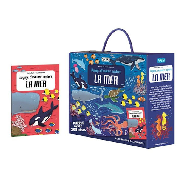 Puzzle & Kirja - Sassi - Matkusta, tutki, koe - 205 palasta - Opettavainen kirja - Ekologinen Blå