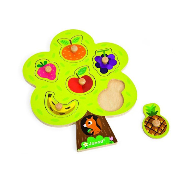 Puzzle Puutarhapuu - JANOD - 6 kappaletta - Puu - Sekä pojille että tytöille - Alkaen 18 kuukautta Grön