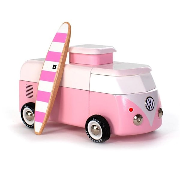 Miniatyrbil - Candylab - VW Beach Bus rosa - Magnettak för camping - Surfbräda - 3 år och uppåt Rosa