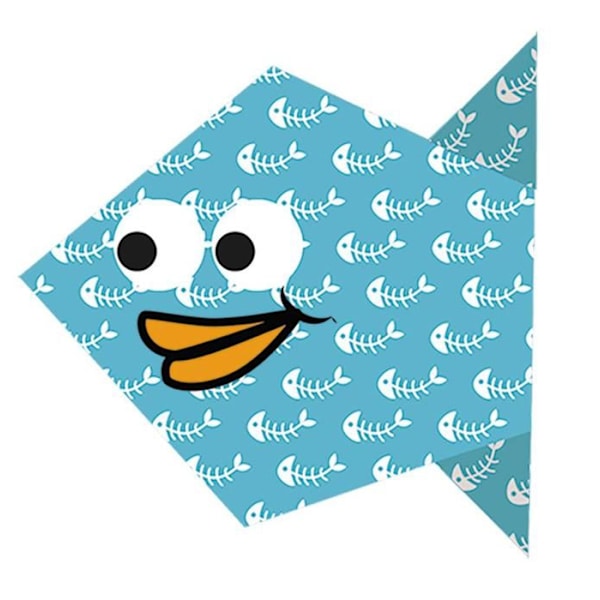 Kit Origami - Fridolin - Fisk - 20 Ark - 4 Mönster - För Barn Från 6 År Blå