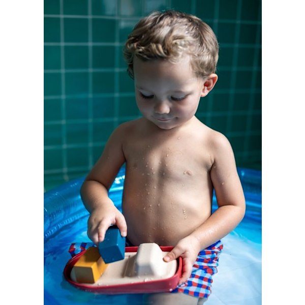 Plan Toys - Suuri punainen muunneltava laiva 21 cm - TROUSSELIER Röd