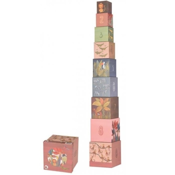 Pedagogiskt spel - Egmont Toys - Jungle Pyramid - 9 häckande kuber av kartong - Rosa - Blandat