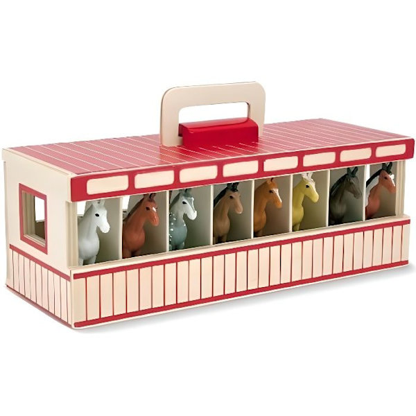 Stall för utställningshästar - MELISSA & DOUG - Trä - 8 st utställningshästar