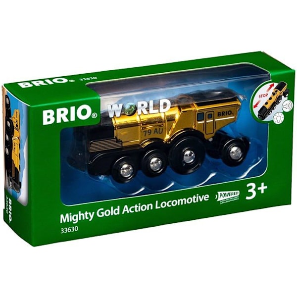 Brio World Tehokas akkukäyttöinen kultainen veturi - Ääni- ja valotarvike Puinen junarata - Ravensburger - 3-vuotiaasta alkaen - Grön