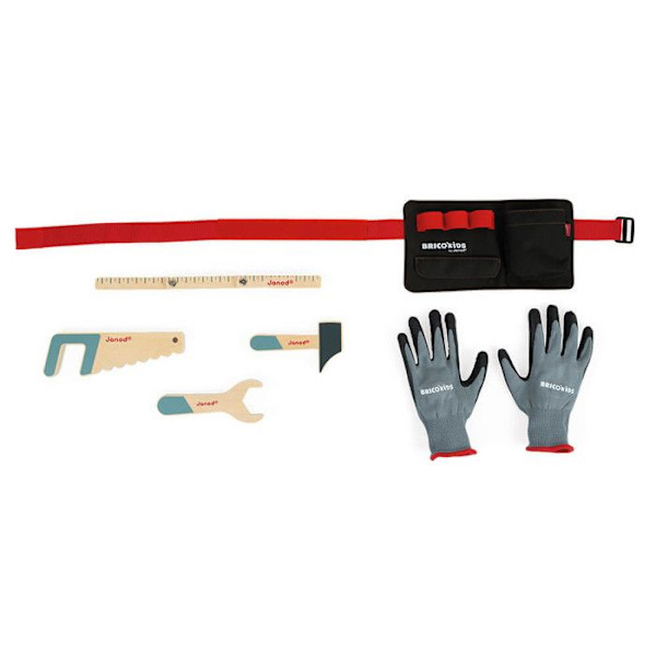 Verktygsbälte med handskar Brico'Kids - Trä DIY imitationsleksak - från 3 år gammal Flerfärgad