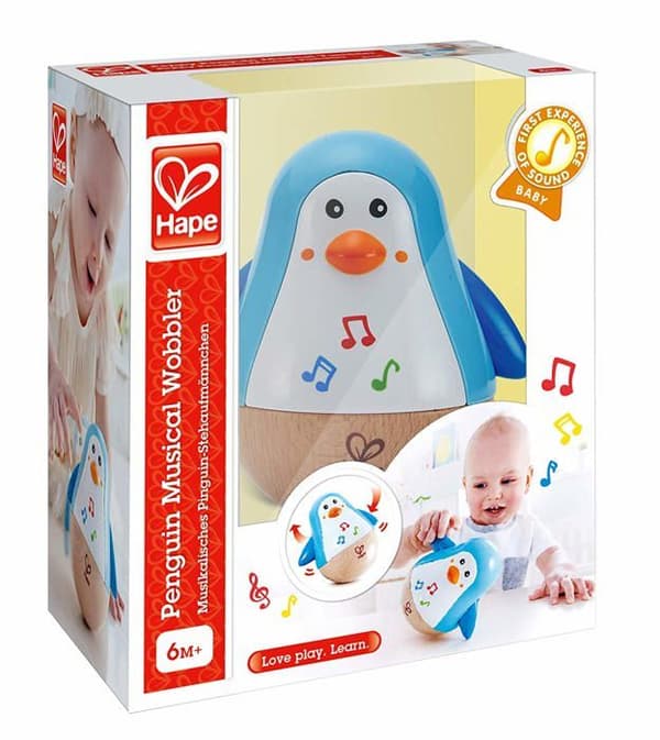 Pingvin Wobble Musik klockspel beige