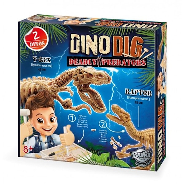 Dinosaurusten luurankojen kaivamis- ja kokoamispeli - BUKI FRANCE - Dino Dig - Sininen - Lapsi - Sekä pojille että tytöille