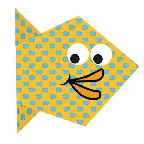 Kit Origami - Fridolin - Fisk - 20 Ark - 4 Mönster - För Barn Från 6 År Blå
