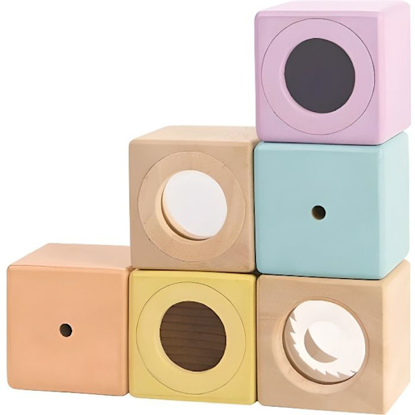 Plan Leksaker - Pastellfärgade sensoriska block - BYXA beige