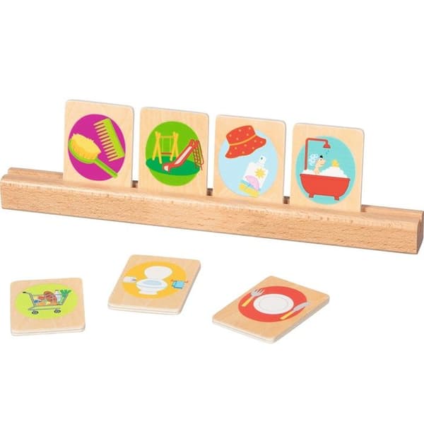 Utbildningsspel - GOKI - GOLLNEST & KIESEL - Trä - 23 kort + stöd - Tidsbegrepp beige