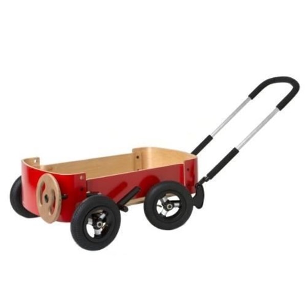 Wagon Wishbone 3 in 1 trävagn - WISHBONE - För barn från 12 månader och uppåt - Röd, brun och svart