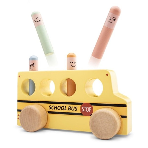 Pop-up Leksak - New Classic Toys - Skolbuss - Trä - 24 månader och uppåt - 1 spelare Gul