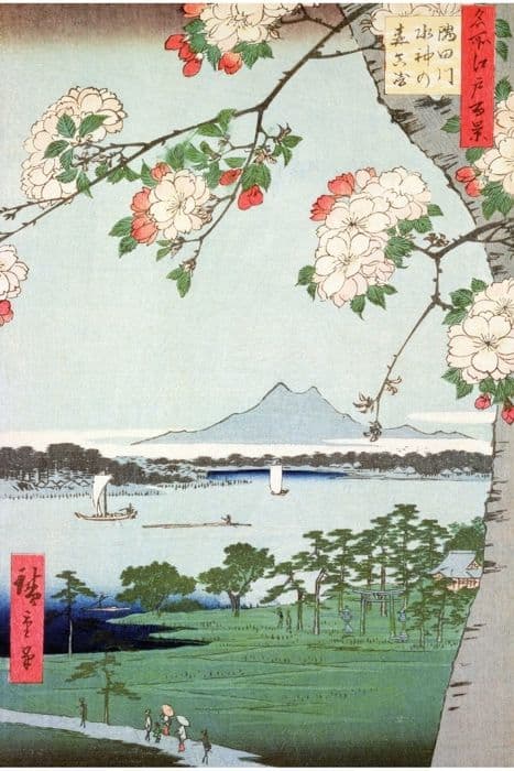 150 bitars pussel - Hiroshige: Äppelträd i blom kastanj