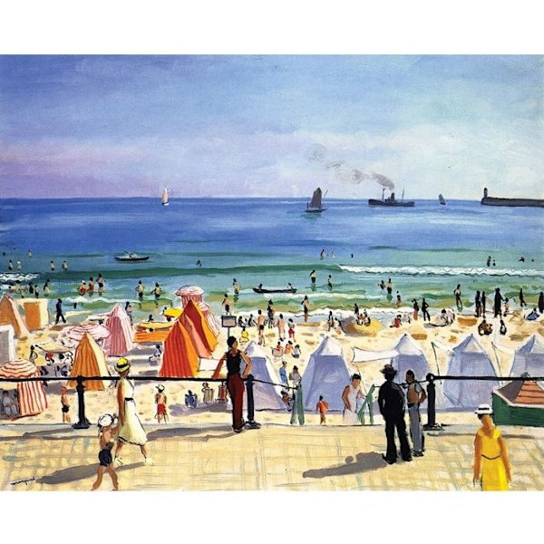 Träkonstpussel 350 bitar: Stranden i Sables d'Olonne, Albert Marquet aille Unik Unik färg Flerfärgad