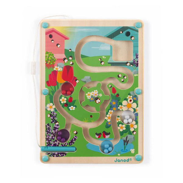 Bikupa Ball Maze - JANOD - Träleksak - 2 år - Grön - Magnetisk Grön