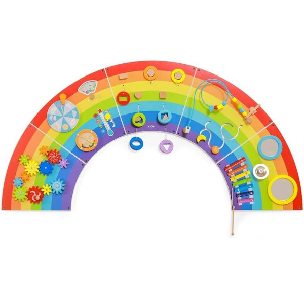 Väggaktivitetspanel - Viga Toys - Regnbåge - 5 sektioner - Finmotorik - 12 månader och uppåt Röd