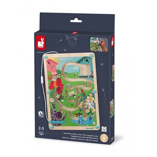 Bikupa Ball Maze - JANOD - Träleksak - 2 år - Grön - Magnetisk Grön