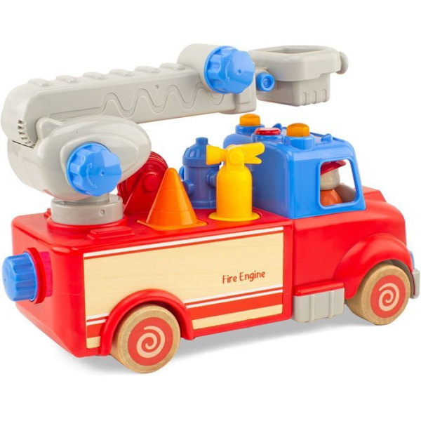 Palokunta-auto - Ulysse - Routoudou - 28 cm - 2 hahmoa - Äänen- ja valotehosteet Röd